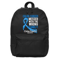 Colon Cancer Messed With Wrong Family Colon Cancer Awareness 16 in Basic Backpack