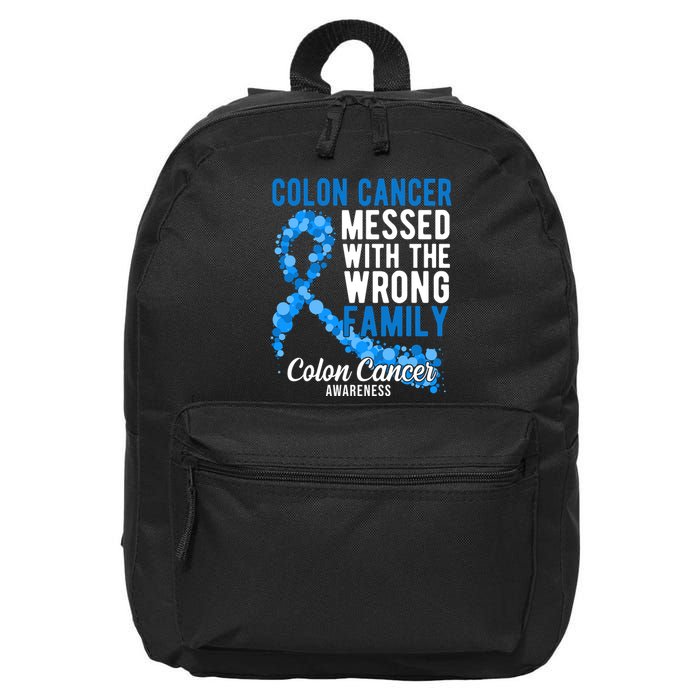 Colon Cancer Messed With Wrong Family Colon Cancer Awareness 16 in Basic Backpack