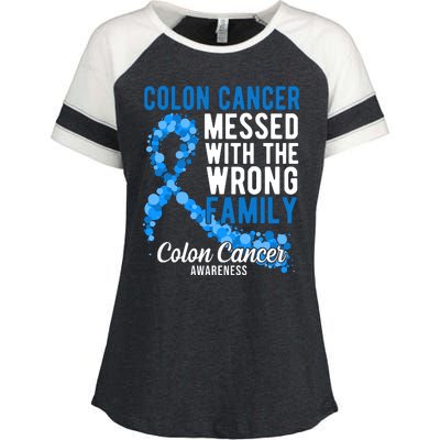 Colon Cancer Messed With Wrong Family Colon Cancer Awareness Enza Ladies Jersey Colorblock Tee