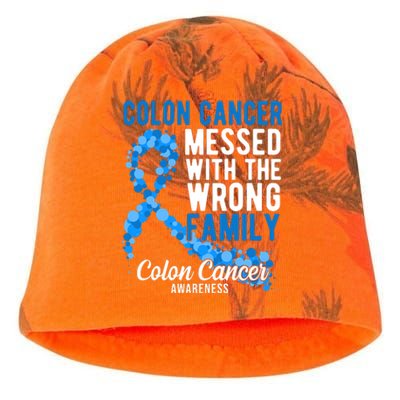 Colon Cancer Messed With Wrong Family Colon Cancer Awareness Kati - Camo Knit Beanie