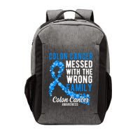 Colon Cancer Messed With Wrong Family Colon Cancer Awareness Vector Backpack