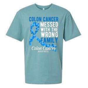 Colon Cancer Messed With Wrong Family Colon Cancer Awareness Sueded Cloud Jersey T-Shirt