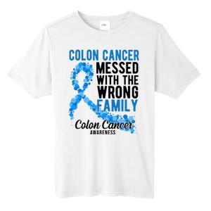 Colon Cancer Messed With Wrong Family Colon Cancer Awareness Tall Fusion ChromaSoft Performance T-Shirt