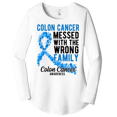 Colon Cancer Messed With Wrong Family Colon Cancer Awareness Women's Perfect Tri Tunic Long Sleeve Shirt