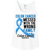 Colon Cancer Messed With Wrong Family Colon Cancer Awareness Ladies Essential Tank