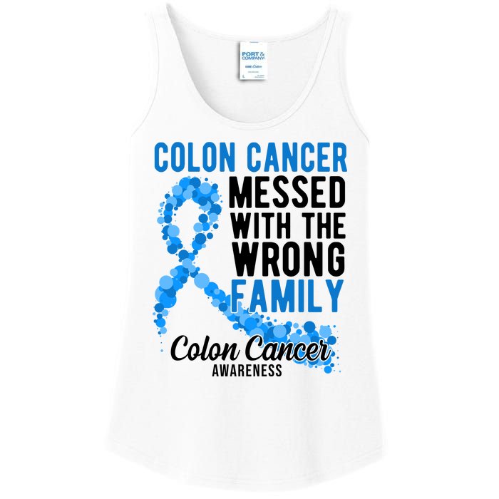 Colon Cancer Messed With Wrong Family Colon Cancer Awareness Ladies Essential Tank