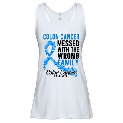 Colon Cancer Messed With Wrong Family Colon Cancer Awareness Ladies Essential Flowy Tank