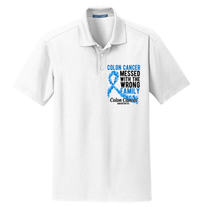 Colon Cancer Messed With Wrong Family Colon Cancer Awareness Dry Zone Grid Polo