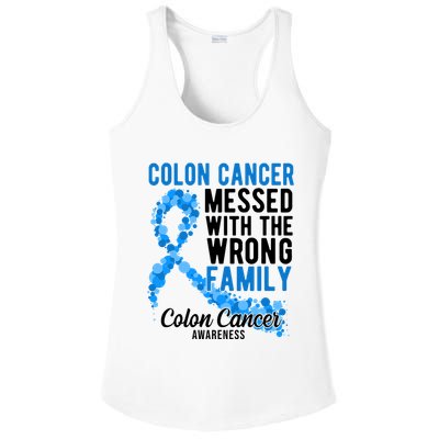 Colon Cancer Messed With Wrong Family Colon Cancer Awareness Ladies PosiCharge Competitor Racerback Tank