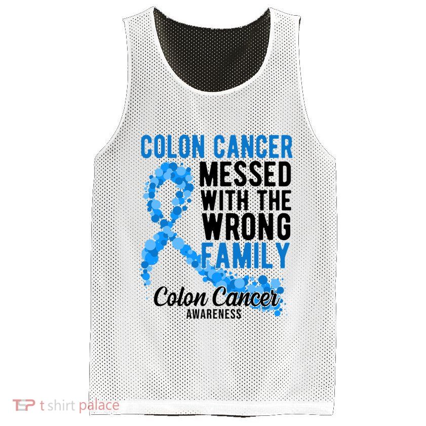 Colon Cancer Messed With Wrong Family Colon Cancer Awareness Mesh Reversible Basketball Jersey Tank