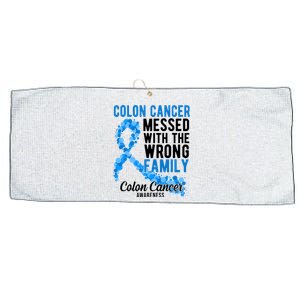 Colon Cancer Messed With Wrong Family Colon Cancer Awareness Large Microfiber Waffle Golf Towel