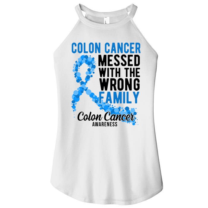 Colon Cancer Messed With Wrong Family Colon Cancer Awareness Women’s Perfect Tri Rocker Tank