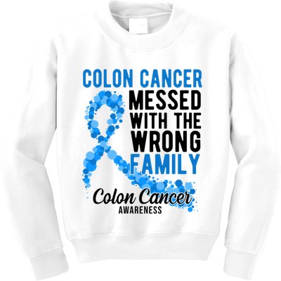 Colon Cancer Messed With Wrong Family Colon Cancer Awareness Kids Sweatshirt