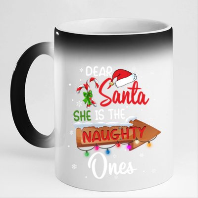 Christmas Couple Matching Dear Santa SheS The Naughty One Gift 11oz Black Color Changing Mug