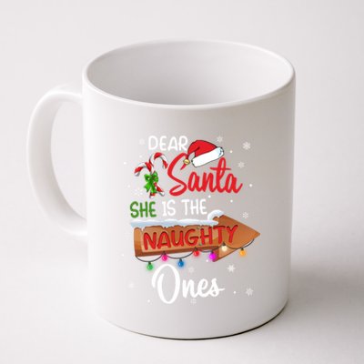 Christmas Couple Matching Dear Santa SheS The Naughty One Gift Coffee Mug