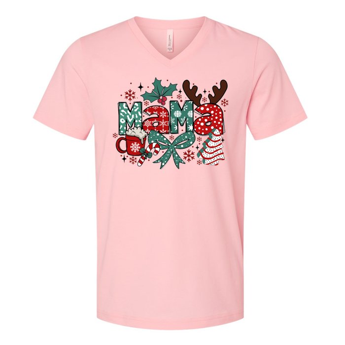 Cute Christmas Mama V-Neck T-Shirt