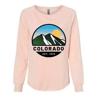 Cool Colorado Mountain Retro Sunset Novelty Fashion Womens California Wash Sweatshirt