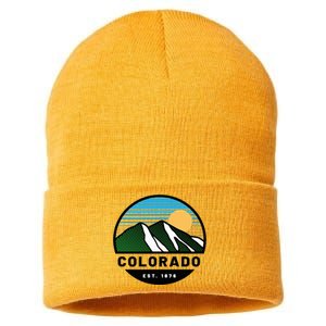 Cool Colorado Mountain Retro Sunset Novelty Fashion Sustainable Knit Beanie