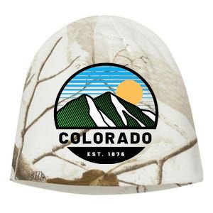 Cool Colorado Mountain Retro Sunset Novelty Fashion Kati - Camo Knit Beanie