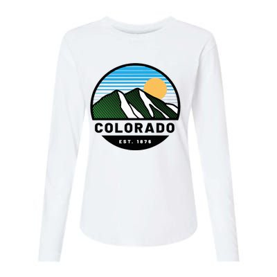 Cool Colorado Mountain Retro Sunset Novelty Fashion Womens Cotton Relaxed Long Sleeve T-Shirt