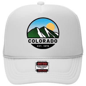 Cool Colorado Mountain Retro Sunset Novelty Fashion High Crown Mesh Back Trucker Hat