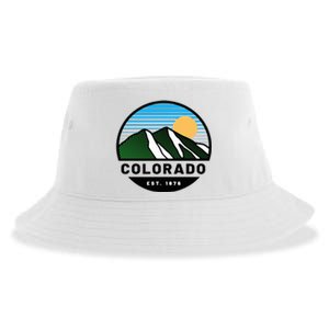 Cool Colorado Mountain Retro Sunset Novelty Fashion Sustainable Bucket Hat