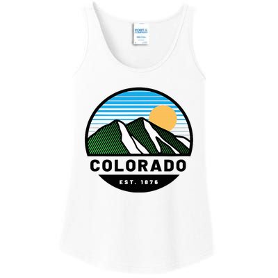 Cool Colorado Mountain Retro Sunset Novelty Fashion Ladies Essential Tank