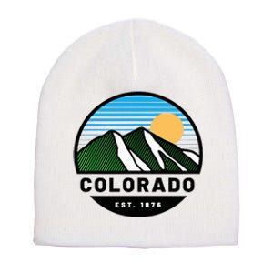 Cool Colorado Mountain Retro Sunset Novelty Fashion Short Acrylic Beanie