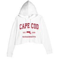 Cape Cod Massachusetts Ma Vintage Sports Crop Fleece Hoodie