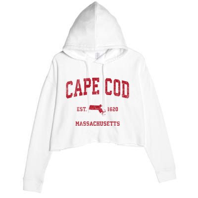 Cape Cod Massachusetts Ma Vintage Sports Crop Fleece Hoodie