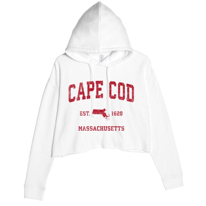 Cape Cod Massachusetts Ma Vintage Sports Crop Fleece Hoodie