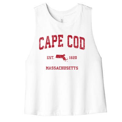 Cape Cod Massachusetts Ma Vintage Sports Women's Racerback Cropped Tank