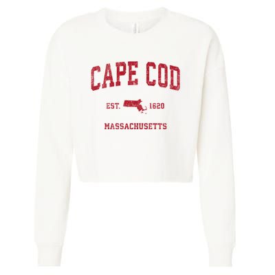 Cape Cod Massachusetts Ma Vintage Sports Cropped Pullover Crew