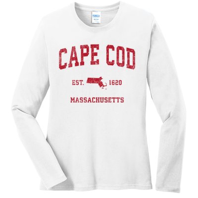 Cape Cod Massachusetts Ma Vintage Sports Ladies Long Sleeve Shirt