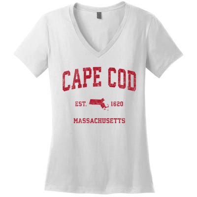 Cape Cod Massachusetts Ma Vintage Sports Women's V-Neck T-Shirt