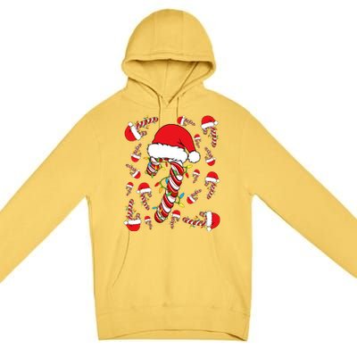 Candy Cane Merry And Bright Red And White Funny Christmas Premium Pullover Hoodie