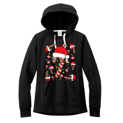 Candy Cane Merry And Bright Red And White Funny Christmas Women's Fleece Hoodie