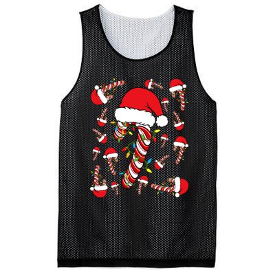 Candy Cane Merry And Bright Red And White Funny Christmas Mesh Reversible Basketball Jersey Tank