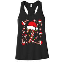 Candy Cane Merry And Bright Red And White Funny Christmas Women's Racerback Tank