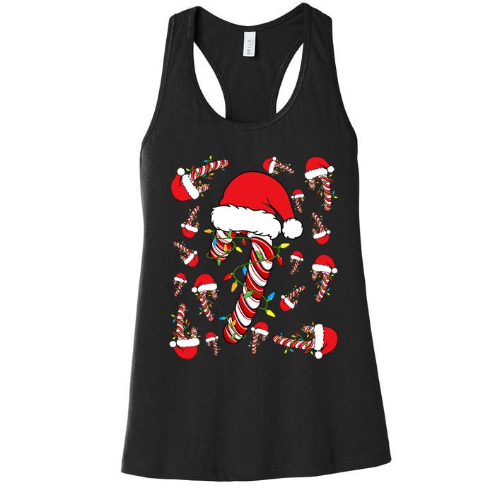 Candy Cane Merry And Bright Red And White Funny Christmas Women's Racerback Tank