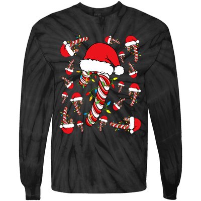 Candy Cane Merry And Bright Red And White Funny Christmas Tie-Dye Long Sleeve Shirt