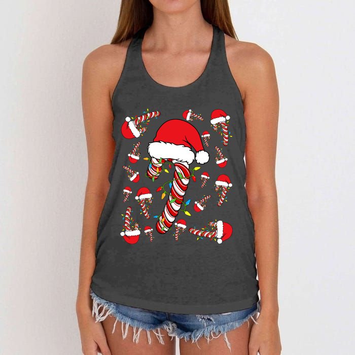 Candy Cane Merry And Bright Red And White Funny Christmas Women's Knotted Racerback Tank