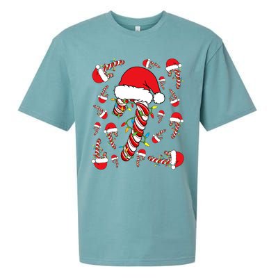 Candy Cane Merry And Bright Red And White Funny Christmas Sueded Cloud Jersey T-Shirt