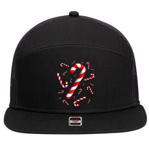 Candy Cane Merry And Bright Red And White Candy Costume 7 Panel Mesh Trucker Snapback Hat