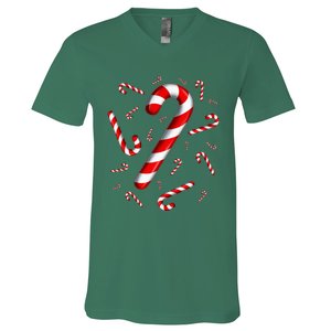 Candy Cane Merry And Bright Red And White Candy Costume V-Neck T-Shirt