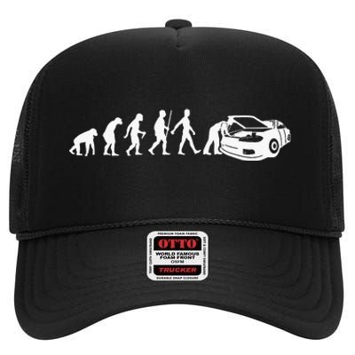 Cool Car Mechanic For Dad Car Garage Car Mechanic High Crown Mesh Back Trucker Hat