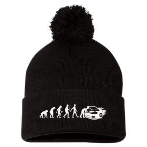 Cool Car Mechanic For Dad Car Garage Car Mechanic Pom Pom 12in Knit Beanie