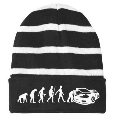 Cool Car Mechanic For Dad Car Garage Car Mechanic Striped Beanie with Solid Band