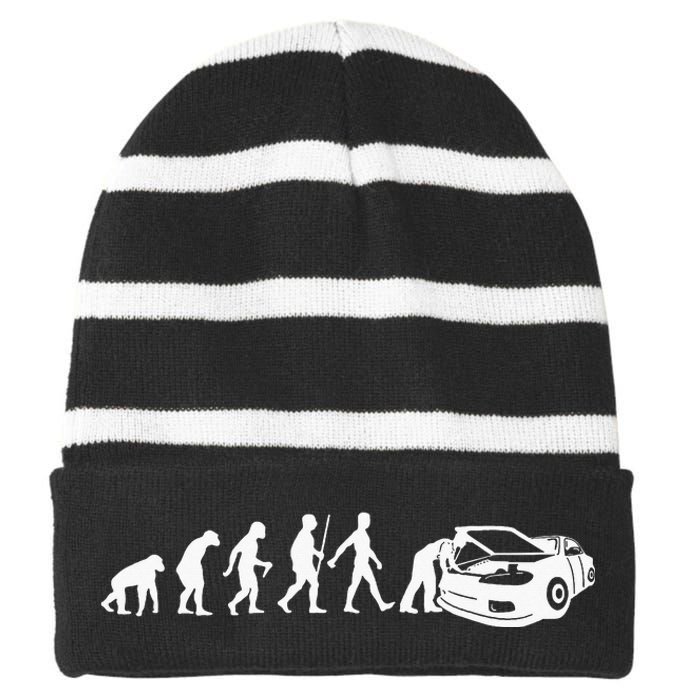 Cool Car Mechanic For Dad Car Garage Car Mechanic Striped Beanie with Solid Band