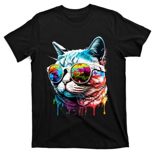 Cute Cat Motif Pop Art Cat T-Shirt